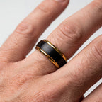 Men's Black and Gold Tungsten Carbide Ring