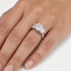 Platinum 4.11ct Criss Cut Diamond Three Stone Ring