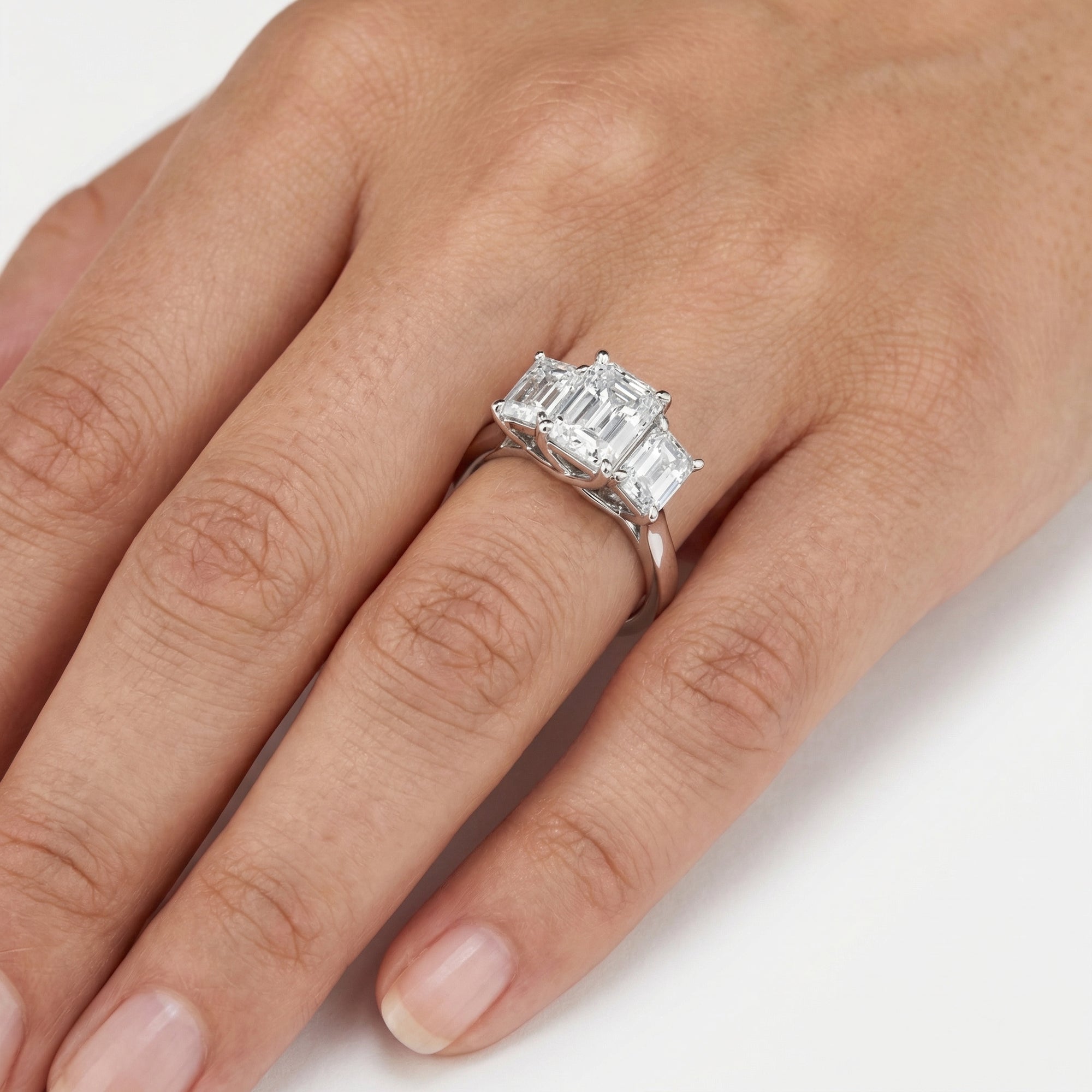 Platinum 4.11ct Criss Cut Diamond Three Stone Ring