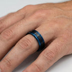 Men's Blue and Black Tungsten Carbide Ring