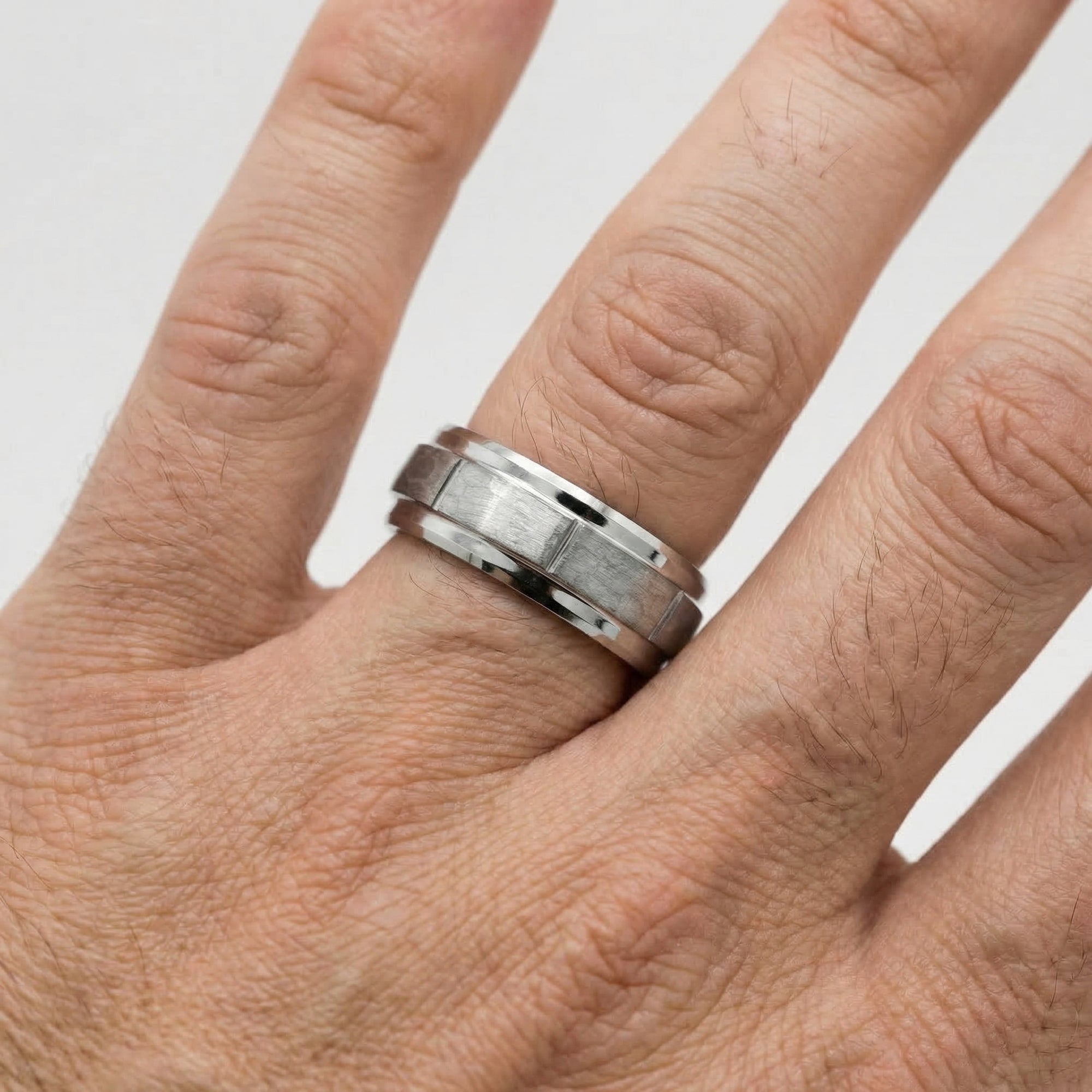 Men's Tungsten Carbide Hammered Ring