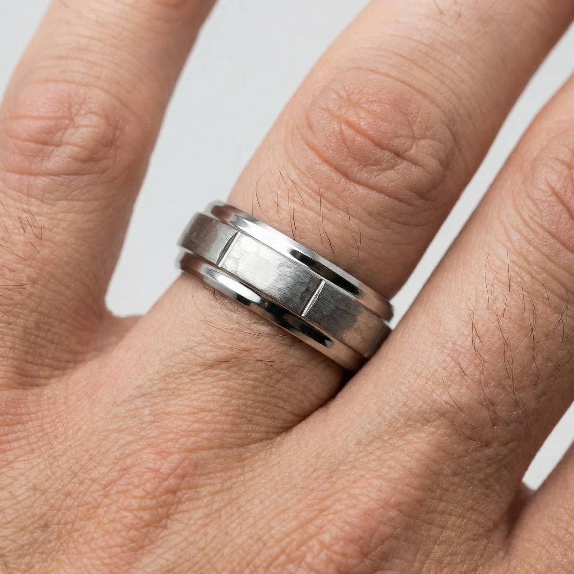 Men's Tungsten Carbide Hammered Ring