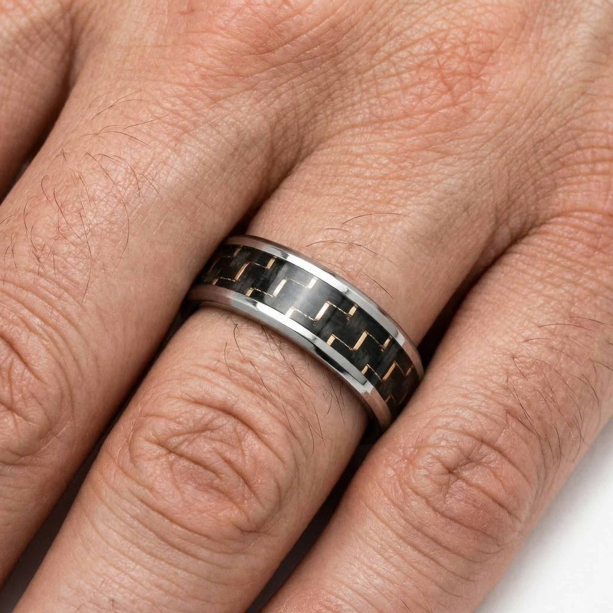 Mens Tungsten Carbide Ring with Carbon Fibre Inlay