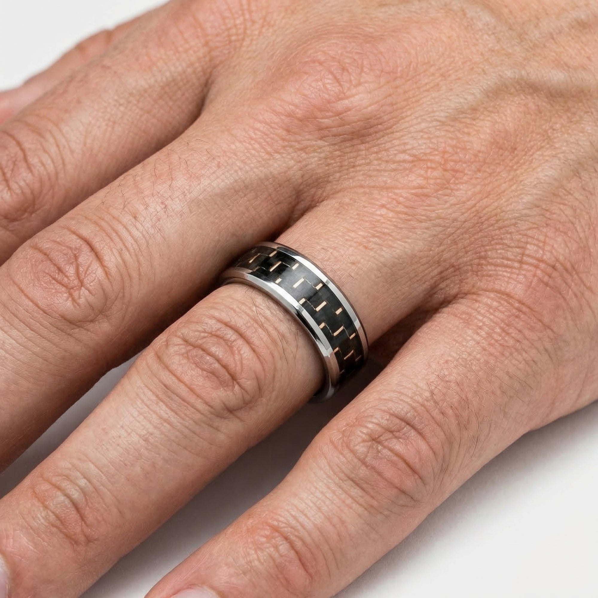Mens Tungsten Carbide Ring with Carbon Fibre Inlay