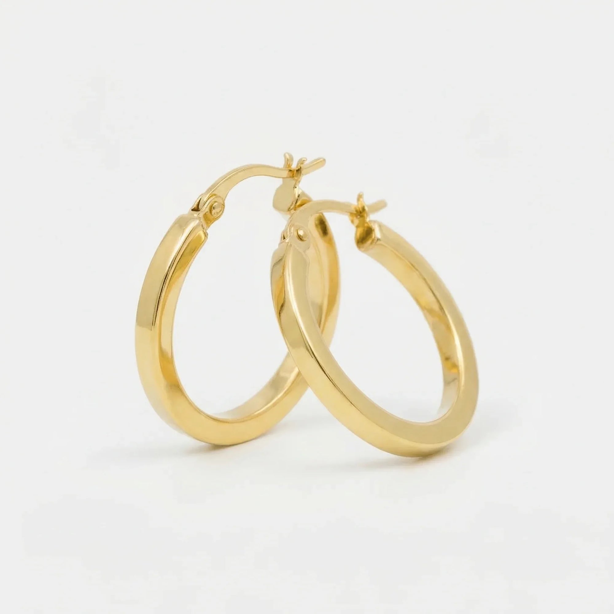 9ct Yellow Gold Square Tube Hoop Earrings