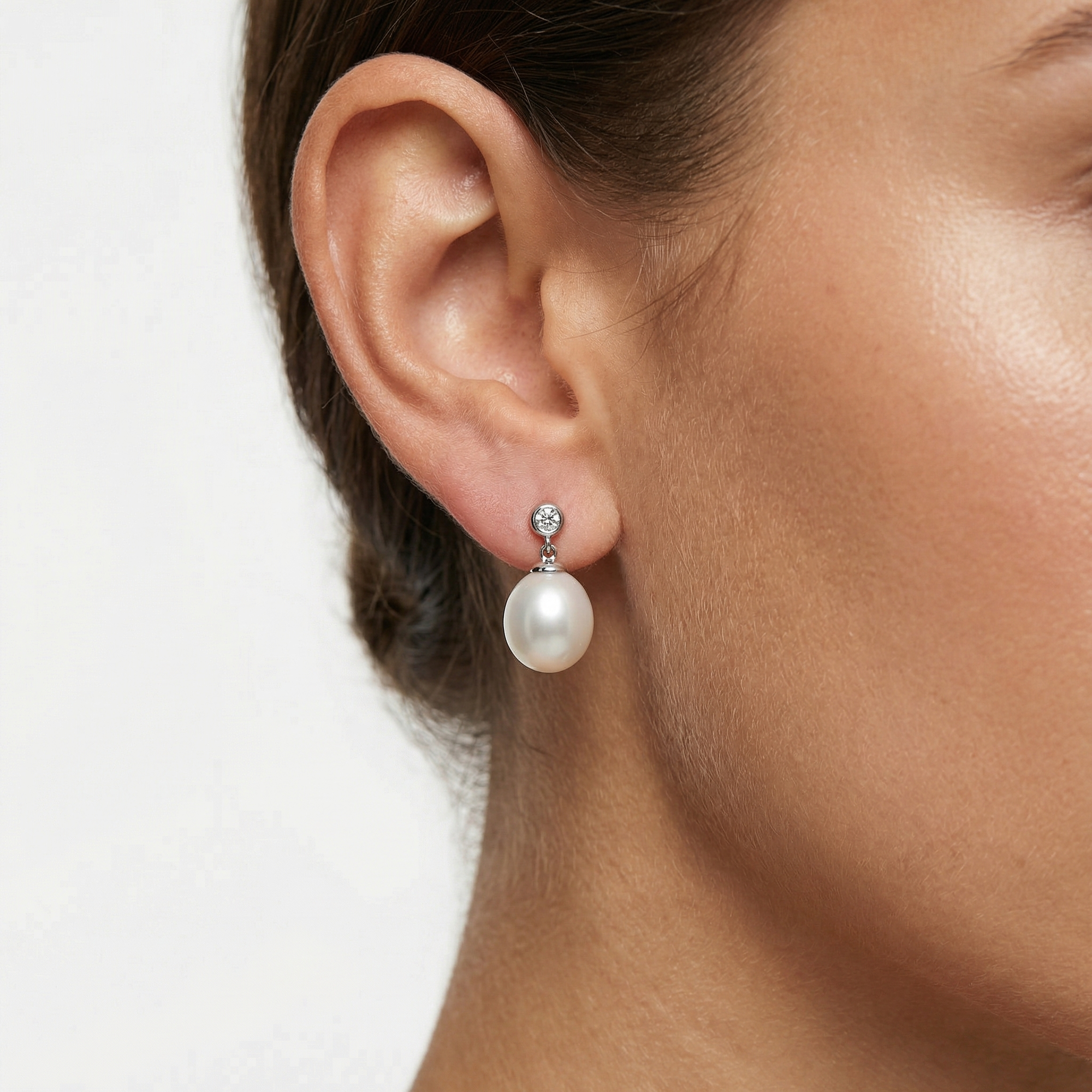 Silver Cubic Zirconia and Pearl Drop Earrings