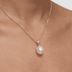 Pearl and Cubic Zirconia Drop Pendant Necklace