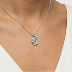 Silver Blue Topaz and CZ Bubble Pendant Necklace