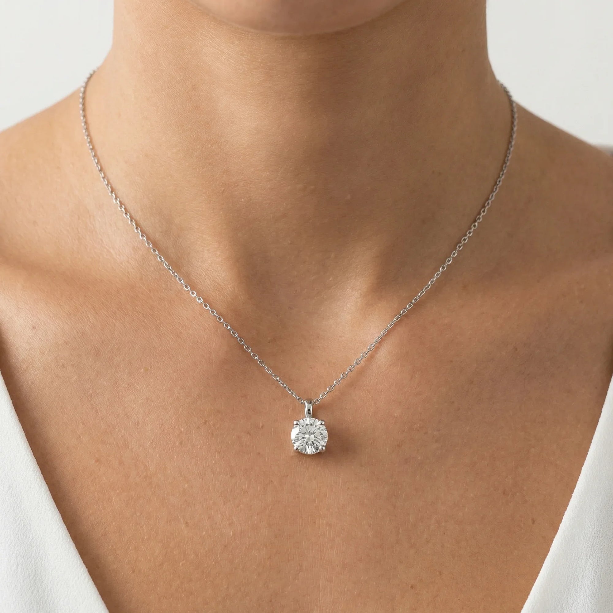 18ct White Gold Lab Grown Diamond Solitaire Pendant Necklace