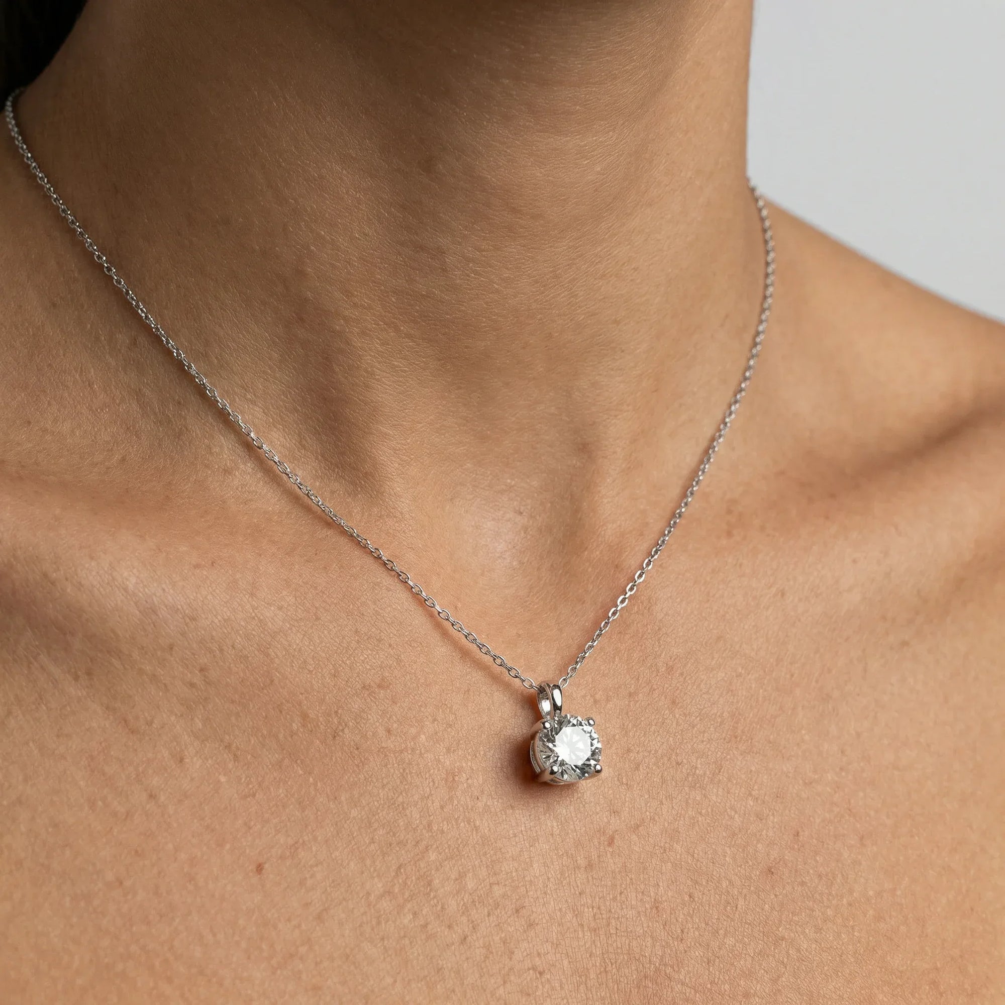18ct White Gold Lab Grown Diamond Solitaire Pendant Necklace