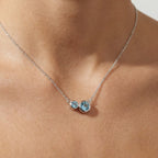 Silver Blue Topaz Two Stone Necklace