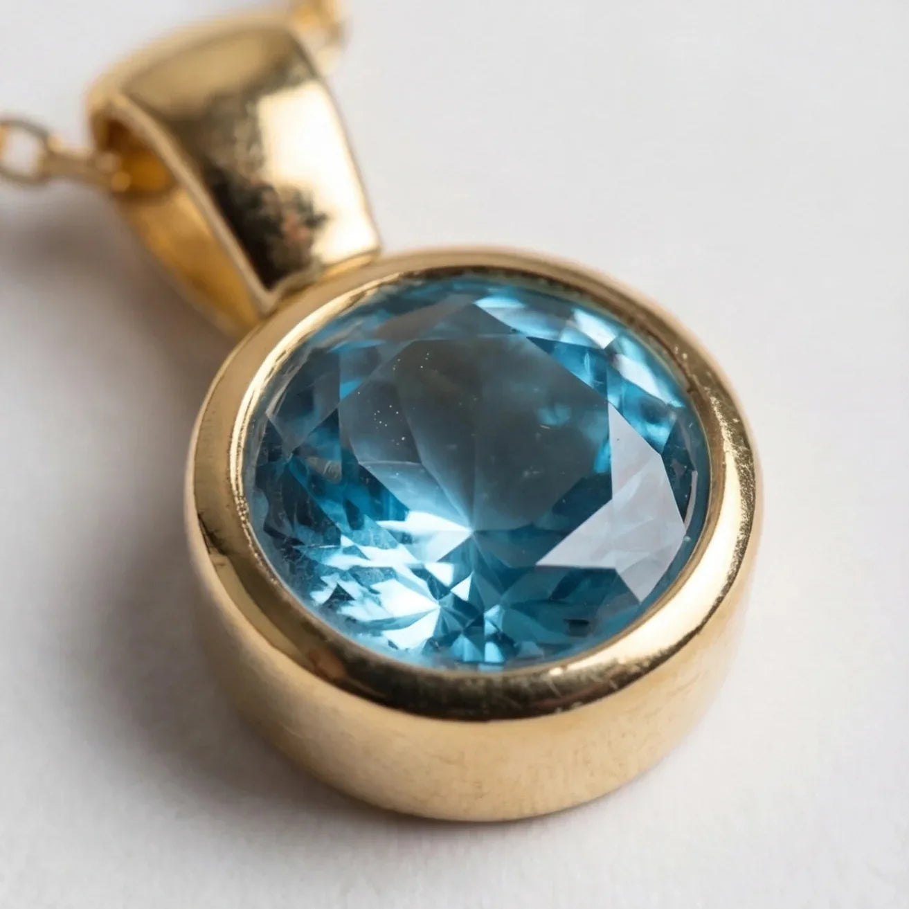 Gold Plated Silver Blue Topaz Solitaire Pendant Necklace
