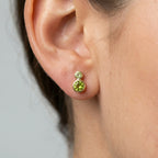 Gold Plated Silver Peridot Drop Stud Earrings