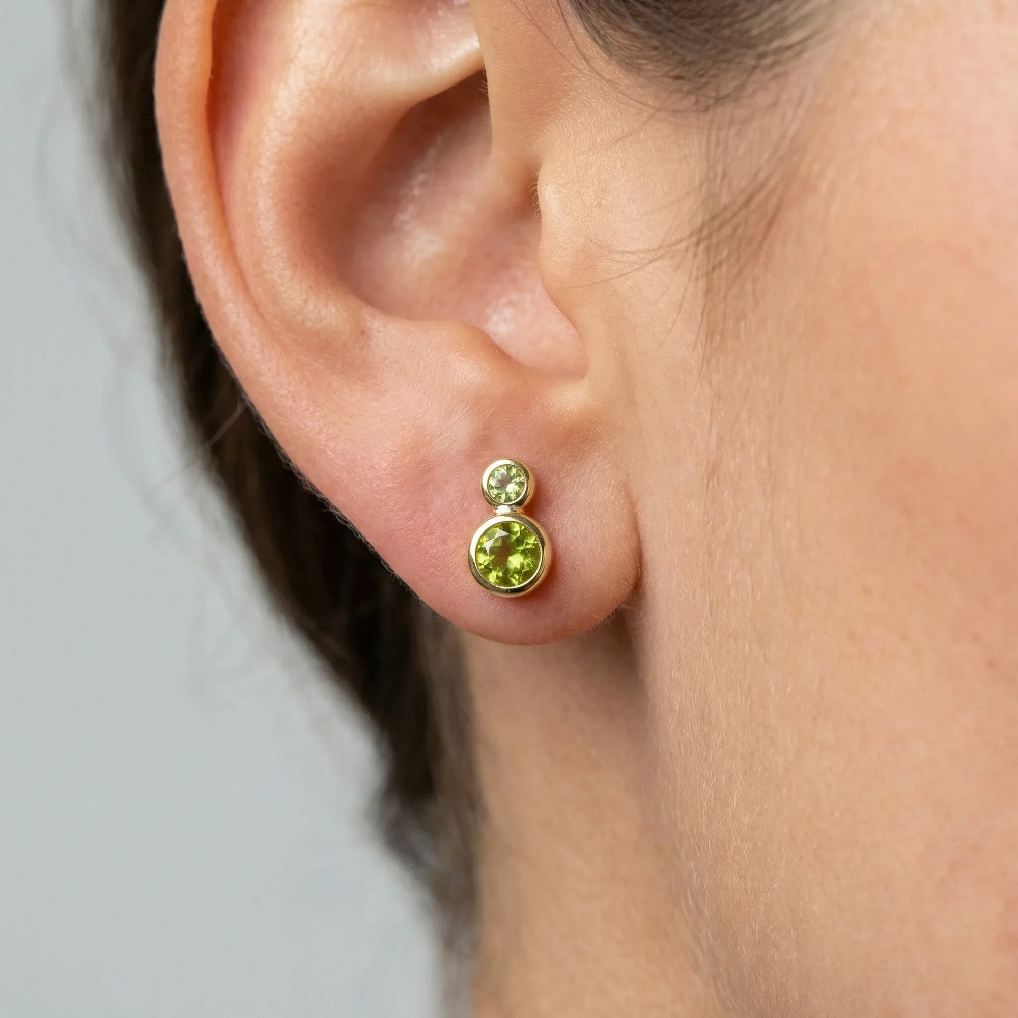 Gold Plated Silver Peridot Drop Stud Earrings