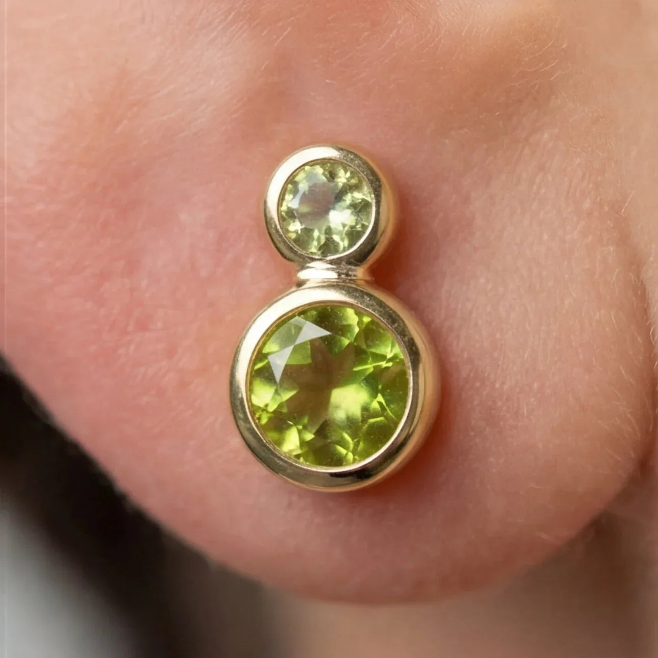 Gold Plated Silver Peridot Drop Stud Earrings