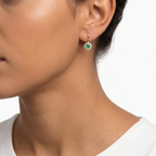 9ct Yellow Gold Emerald & CZ Cluster Drop Earrings