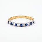 9ct Gold Sapphire and Diamond Half Eternity Ring