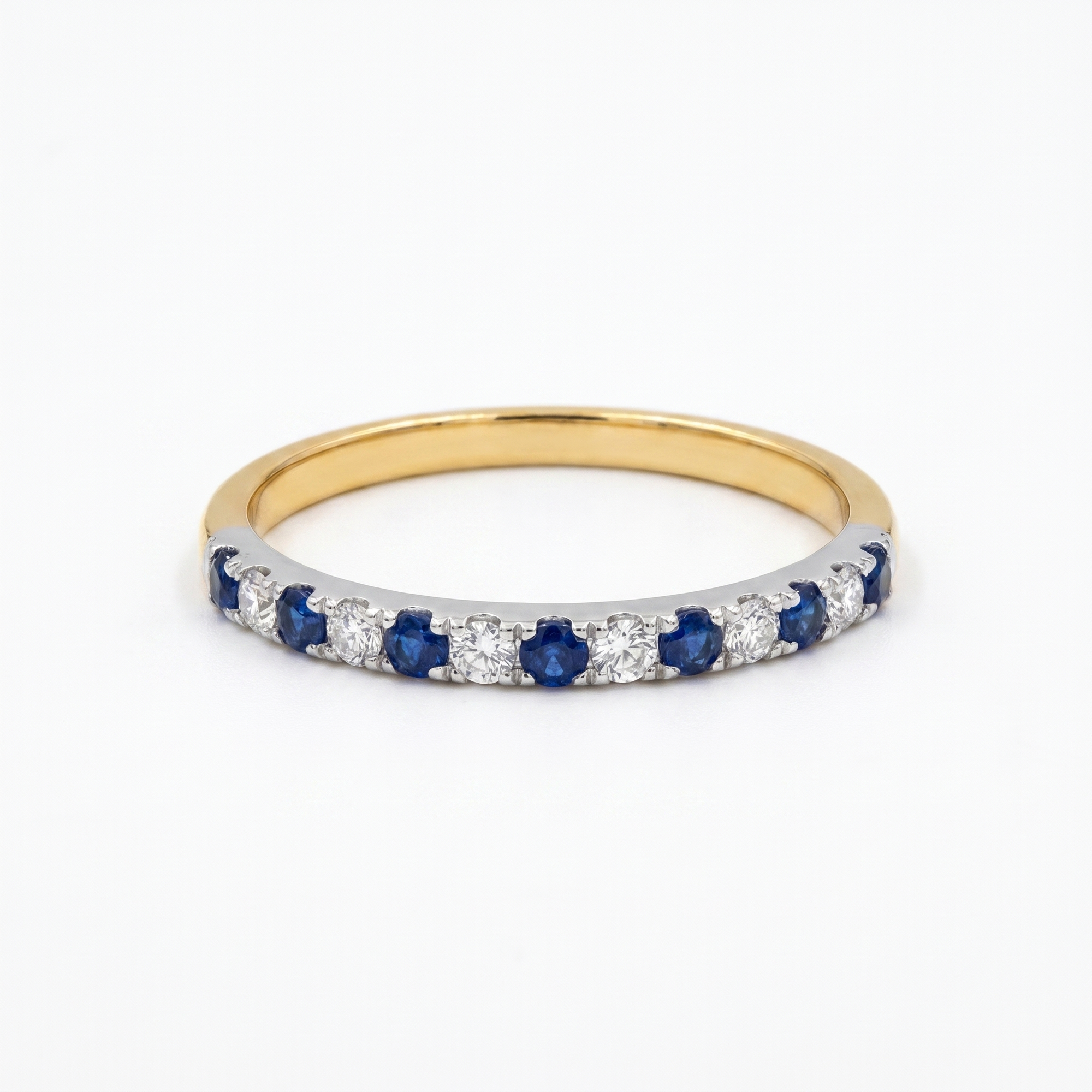 9ct Gold Sapphire and Diamond Half Eternity Ring
