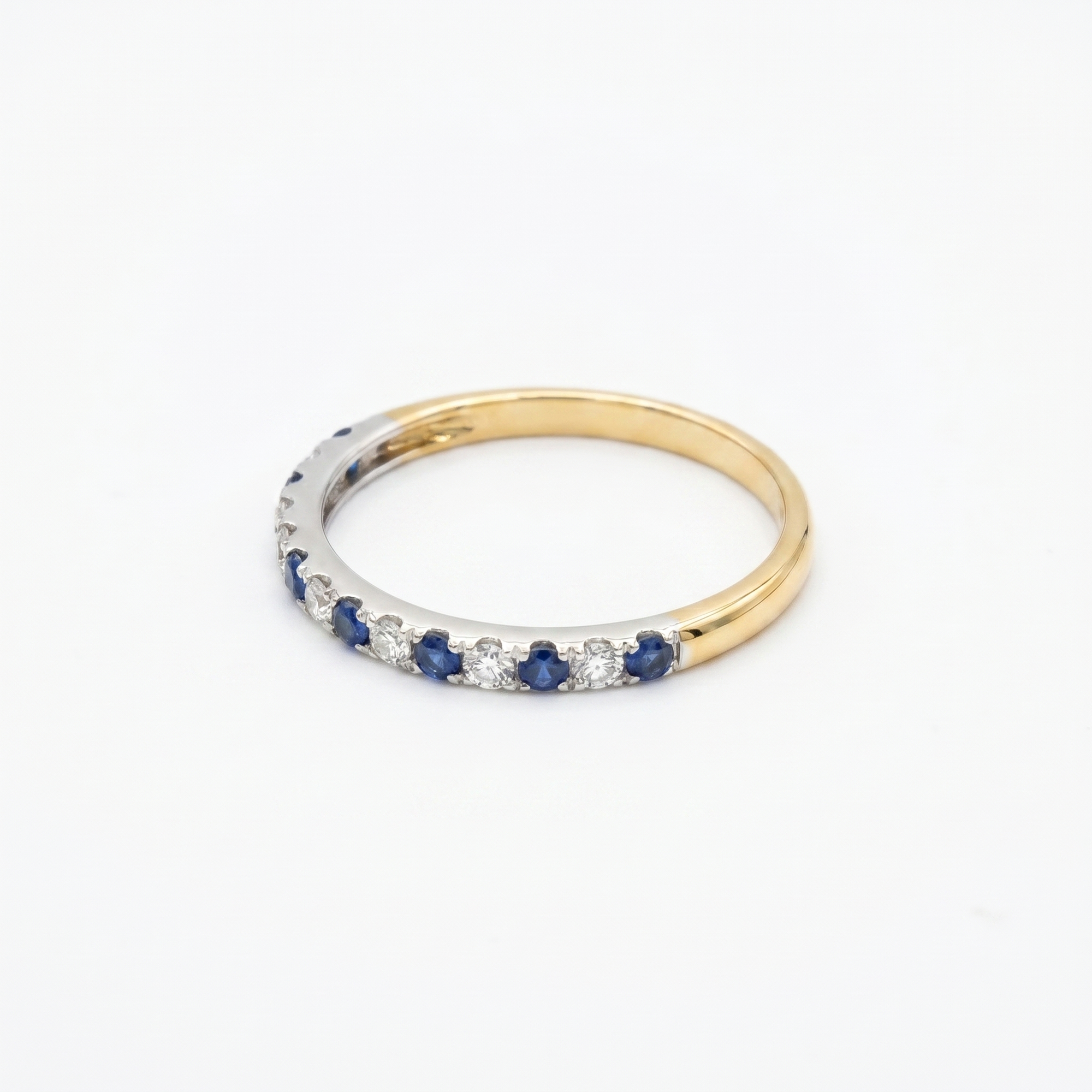9ct Gold Sapphire and Diamond Half Eternity Ring