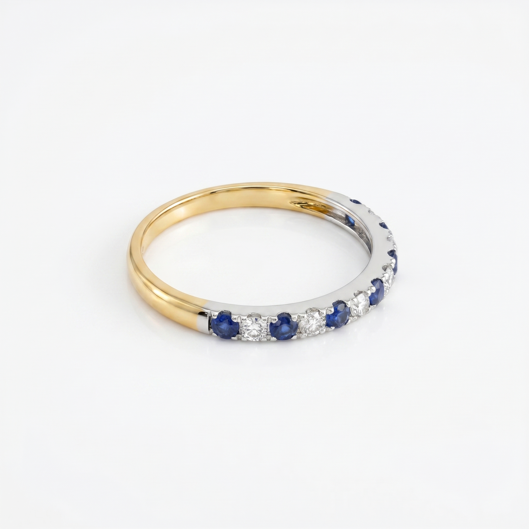9ct Gold Sapphire and Diamond Half Eternity Ring