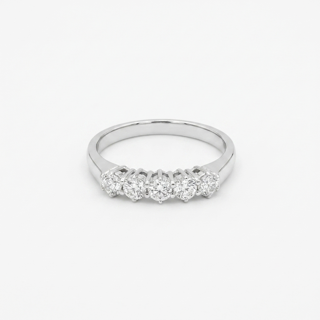 18ct White Gold 0.55ct Diamond Five-Stone Half Eternity Ring