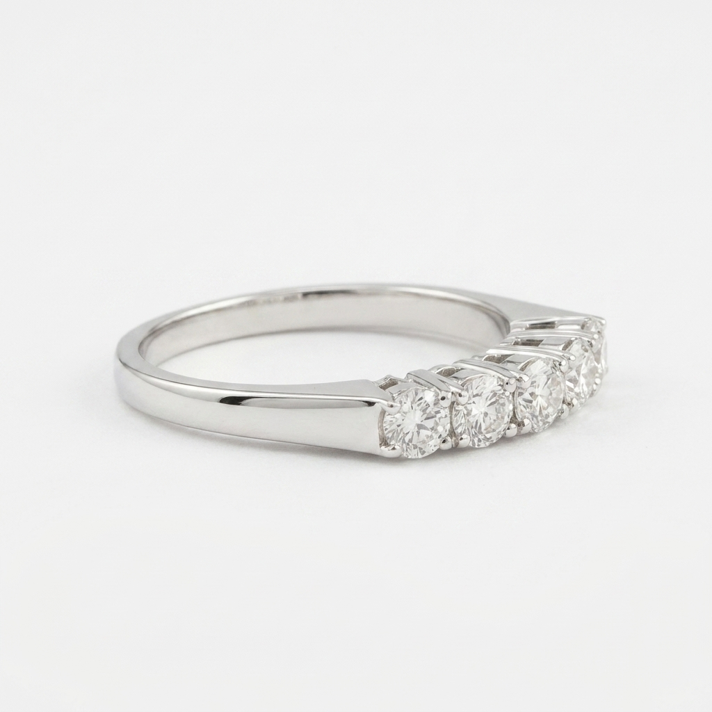 18ct White Gold 0.55ct Diamond Five-Stone Half Eternity Ring