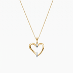 9ct Yellow Gold Open Heart Pendant Necklace