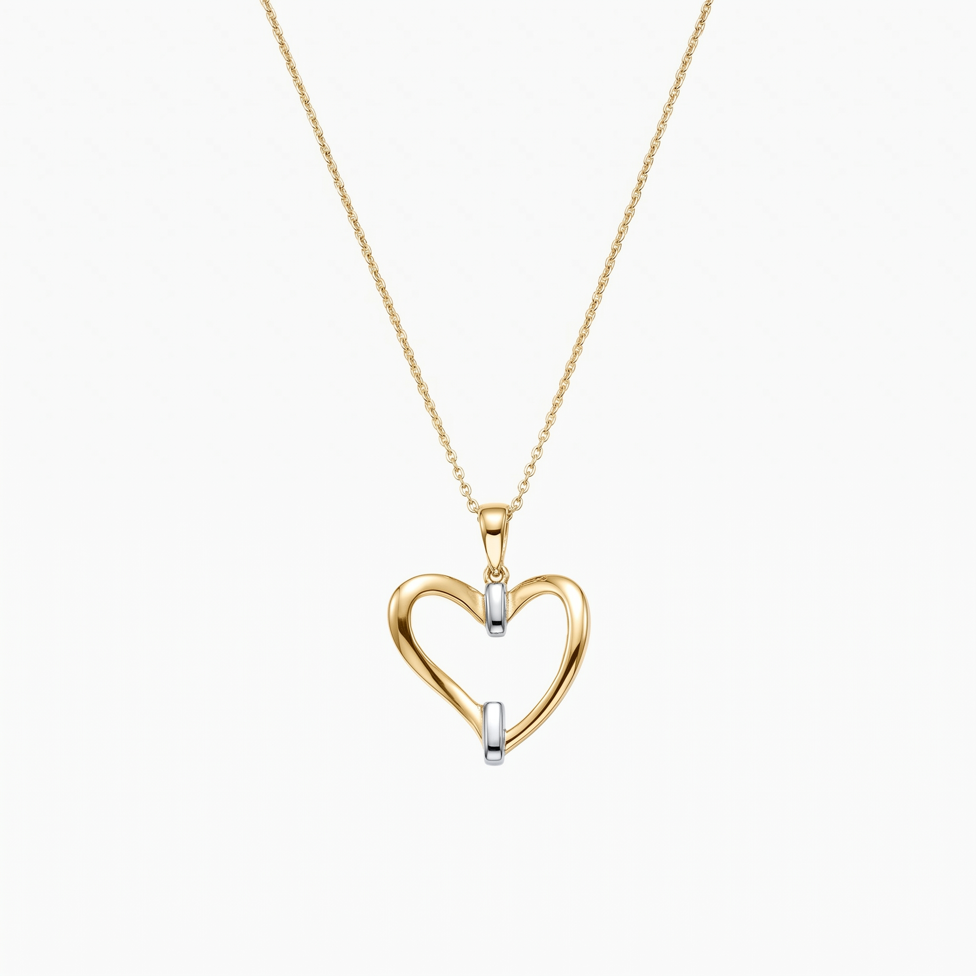9ct Yellow Gold Open Heart Pendant Necklace