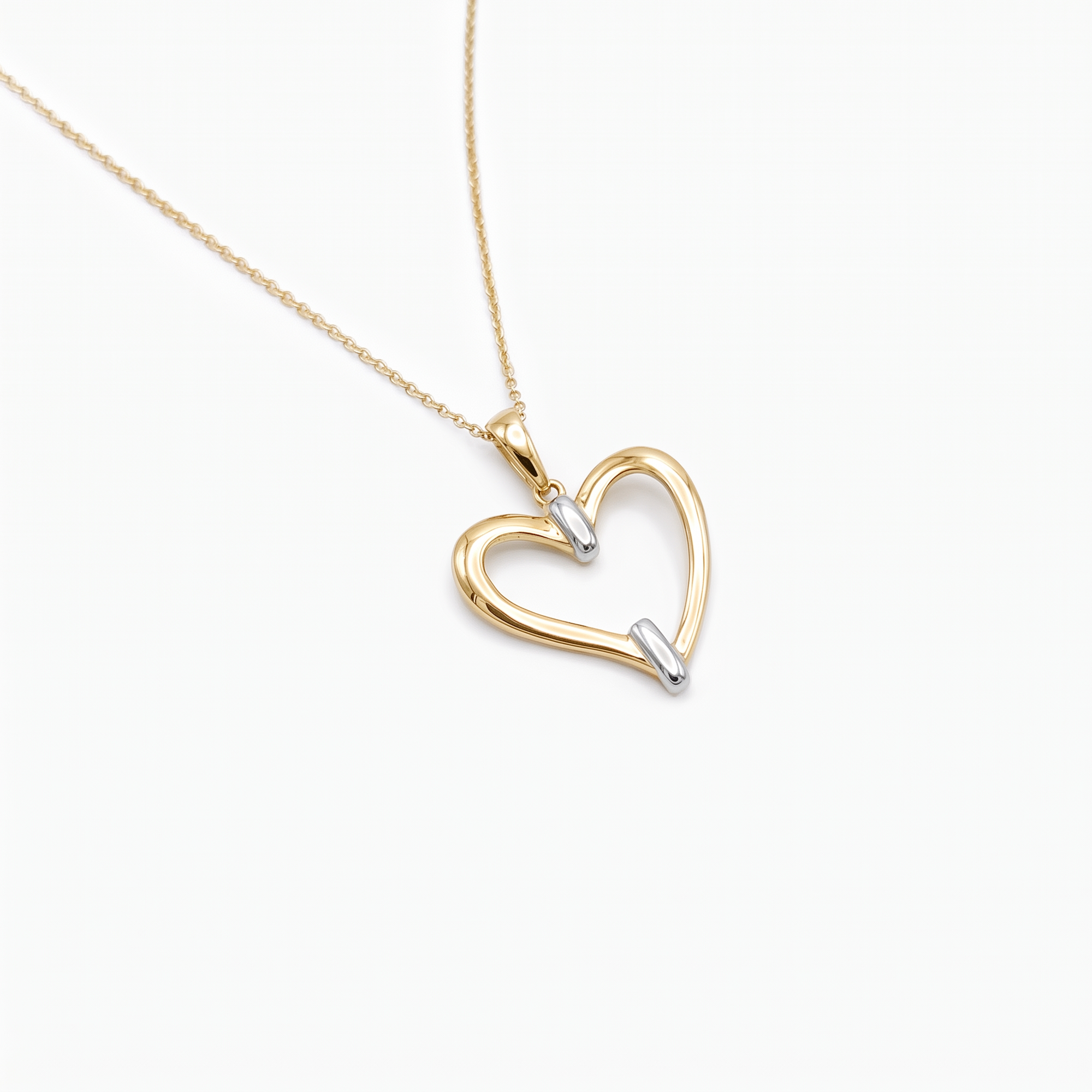 9ct Yellow Gold Open Heart Pendant Necklace