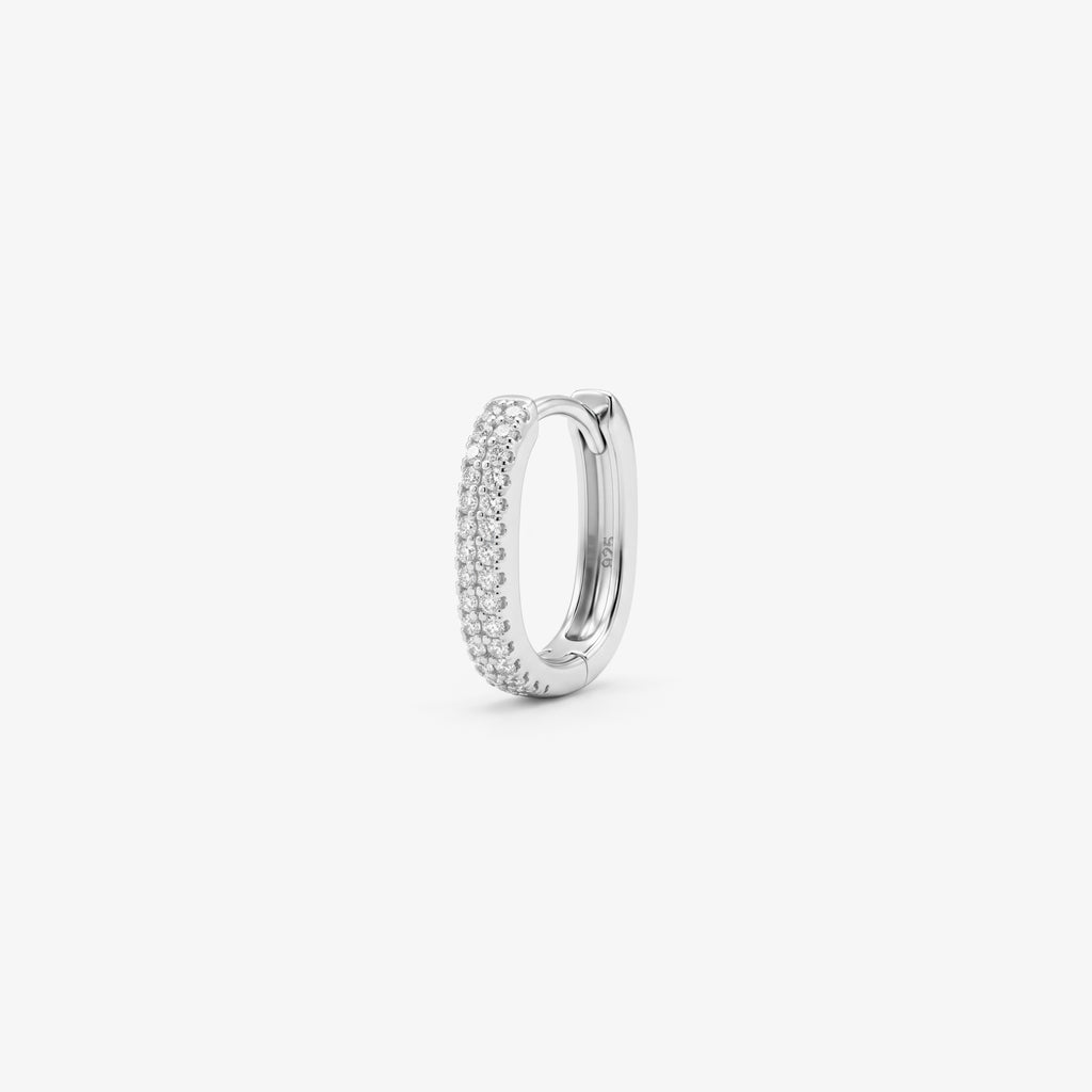 Sterling Silver CZ Pavé Hoop Earrings