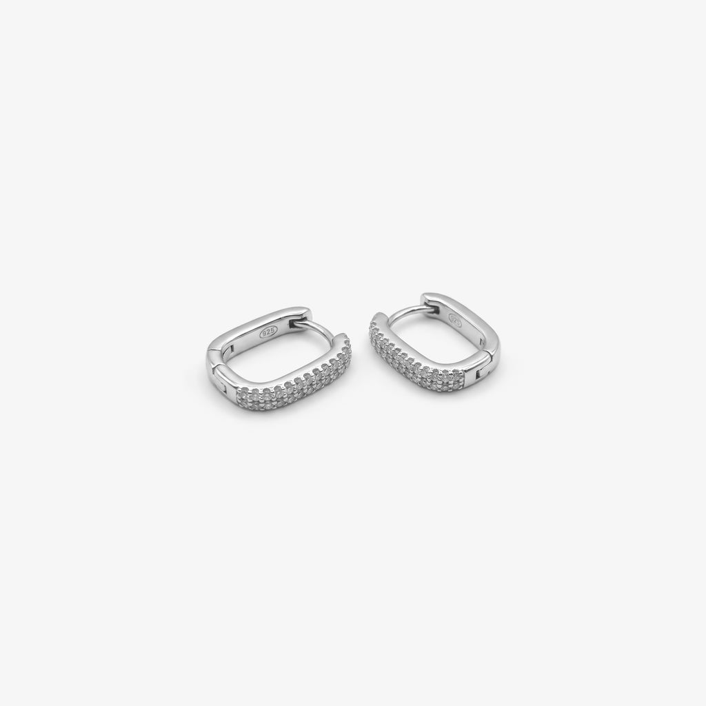 Sterling Silver CZ Pavé Hoop Earrings