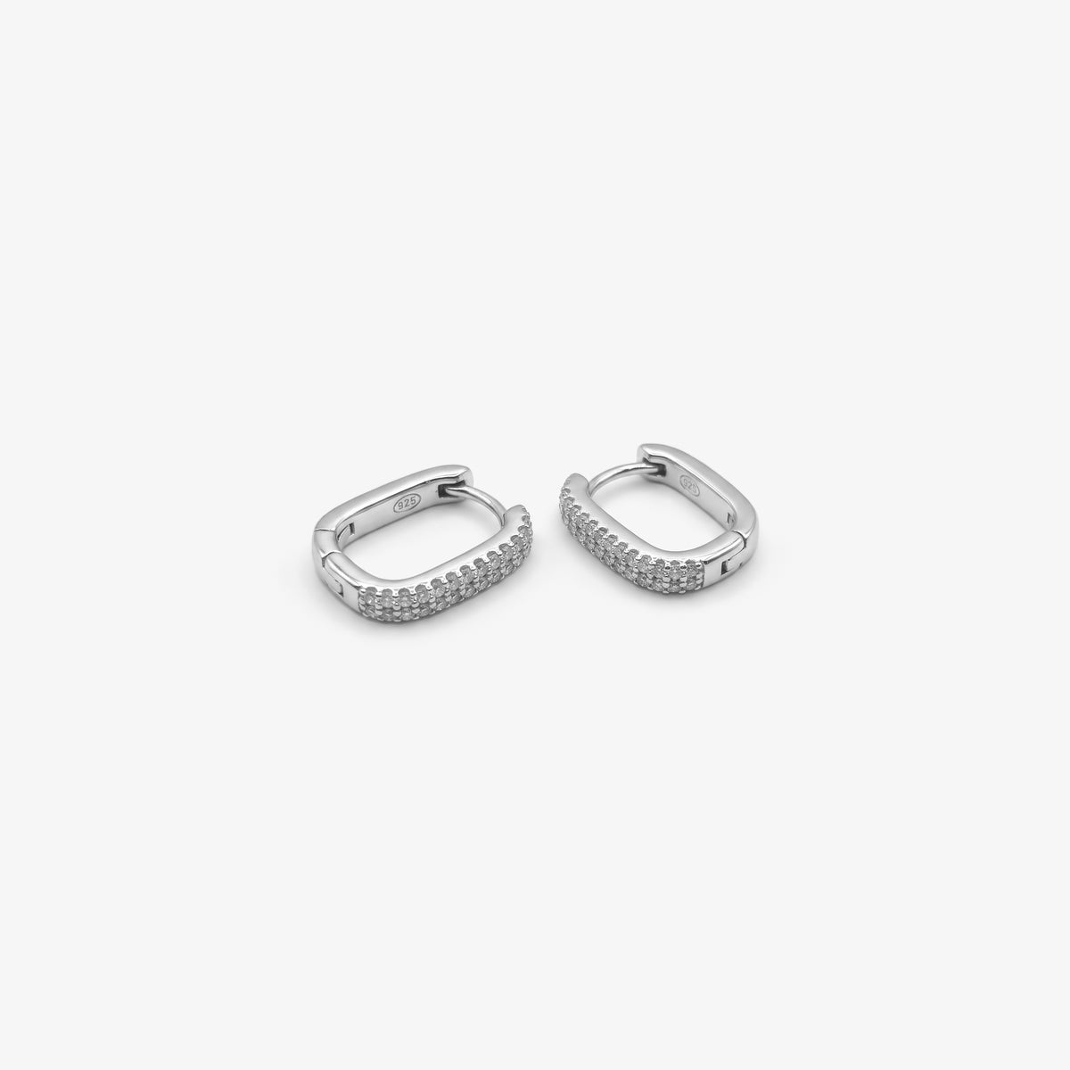 Sterling Silver CZ Pavé Hoop Earrings