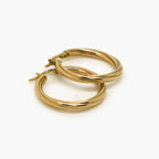 9ct Yellow Gold 26mm Twist Hoop Earrings