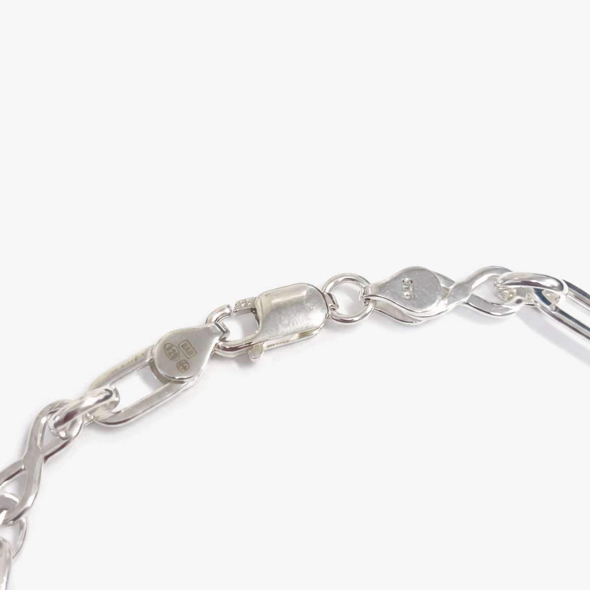 Sterling Silver Infinity and Oval Link Bracelet detail view