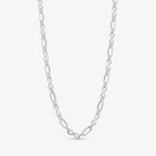 Sterling Silver Infinity and Oval Link Necklace front view