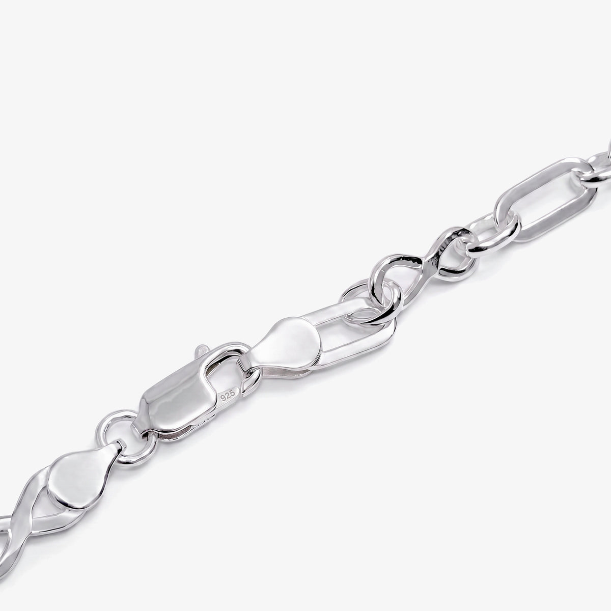 Sterling Silver Infinity and Oval Link Necklace clasp view