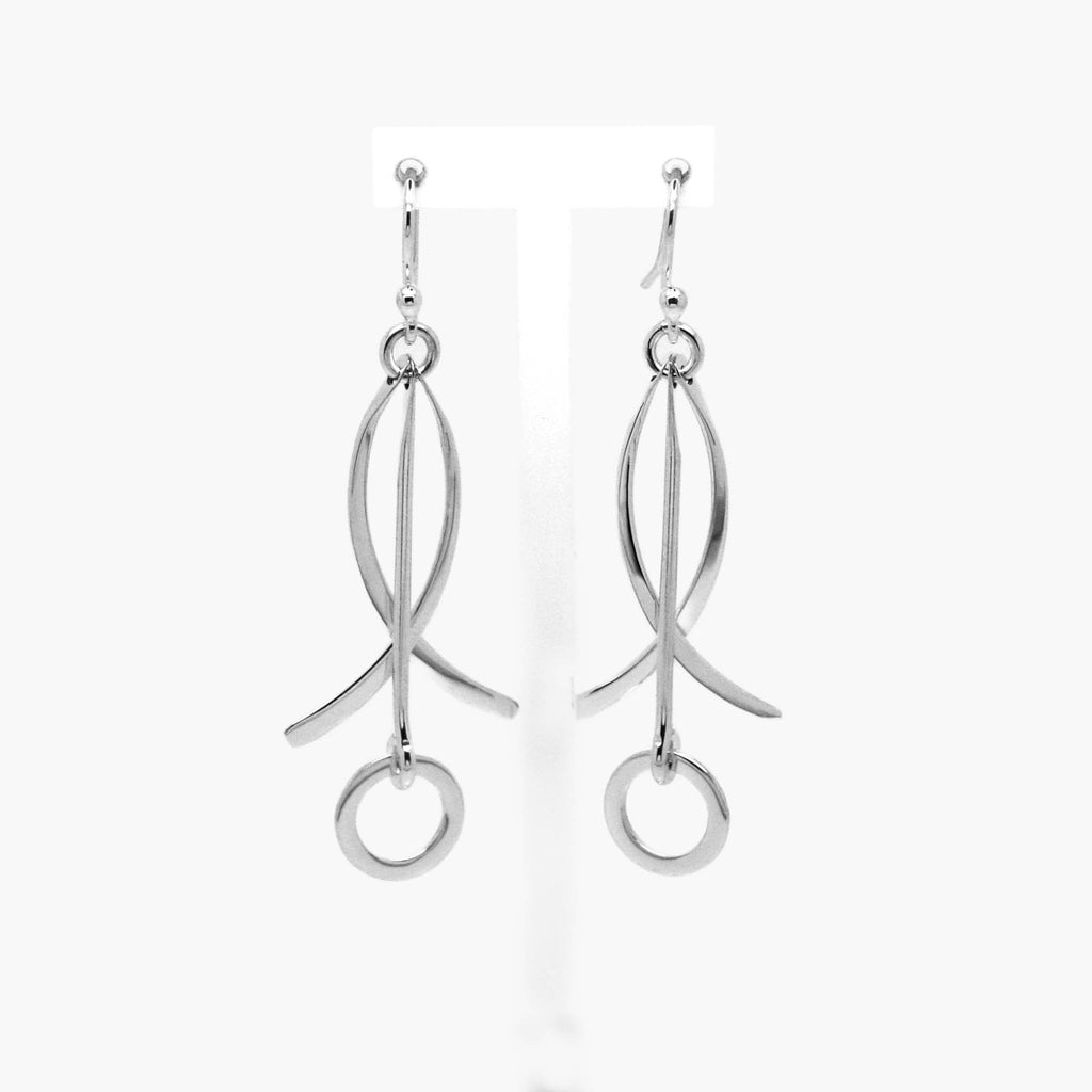 Silver Double Curve Drop Earrings - Jordans Jewellers