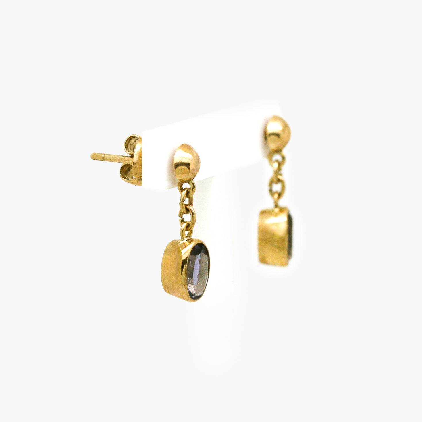 9ct Gold Iolite Drop Earrings