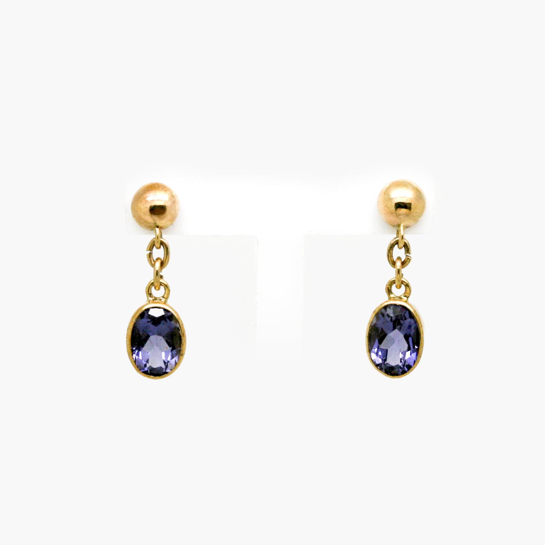 9ct Gold Iolite Drop Earrings
