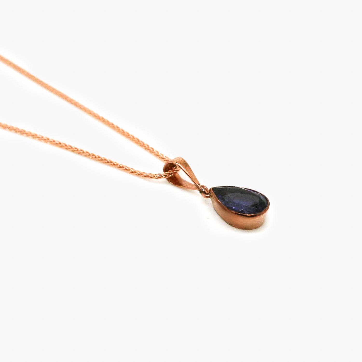 9ct Rose Gold Iolite Teardrop Pendant