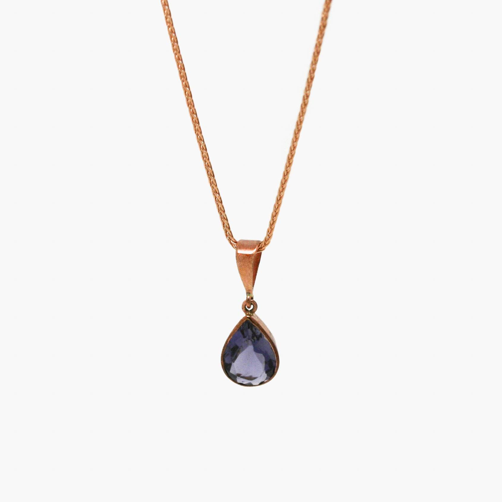 9ct Rose Gold Iolite Teardrop Pendant