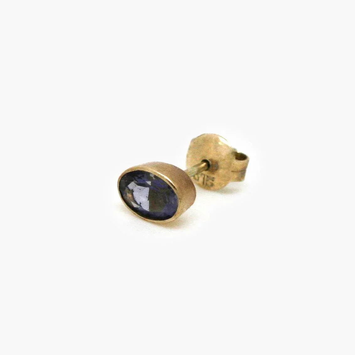 9ct Yellow Gold Iolite Oval Stud Earrings - Jordans Jewellers