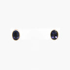 9ct Yellow Gold Iolite Oval Stud Earrings - Jordans Jewellers