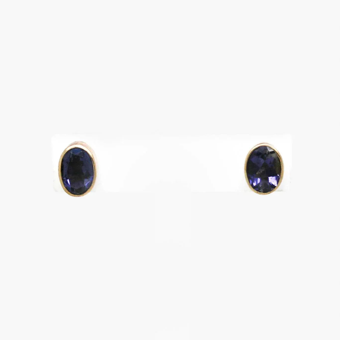 9ct Yellow Gold Iolite Oval Stud Earrings - Jordans Jewellers