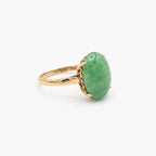 14ct Yellow Gold Oval Jade Cabochon Ring