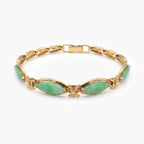 14ct Yellow Gold Marquise Jade Panel Bracelet