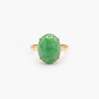14ct Yellow Gold Oval Jade Cabochon Ring