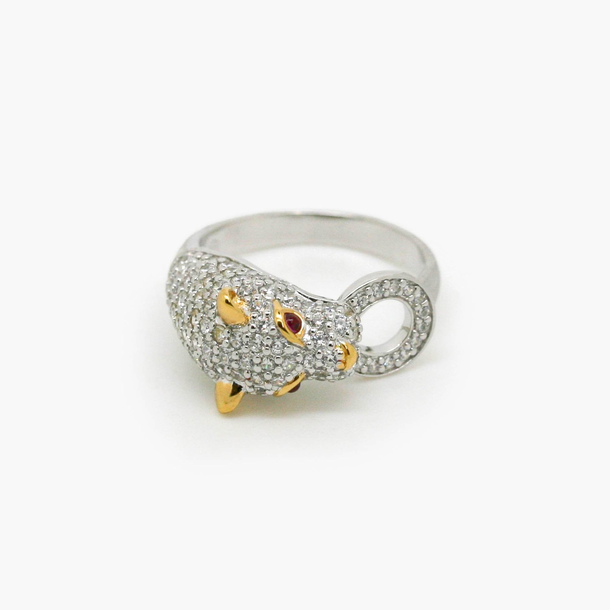 Silver Gold Plated CZ Panther Ring - Jordans Jewellers