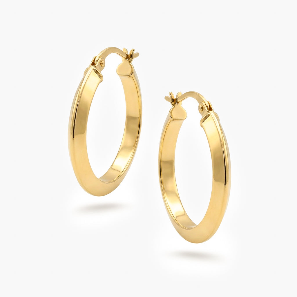 9ct Yellow Gold Knife Edge Hoop Earrings