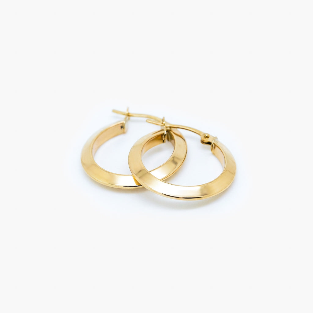 9ct Yellow Gold Knife Edge Hoop Earrings